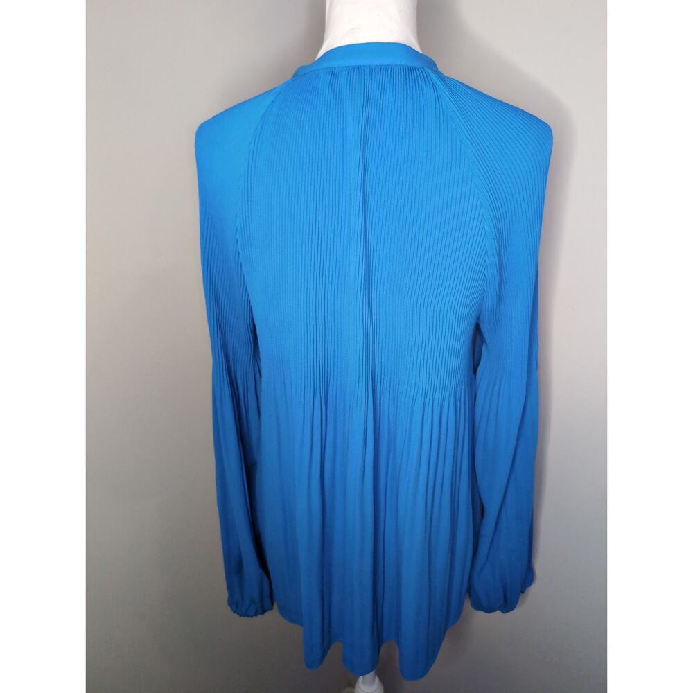 Lauren Ralph Lauren Pleated Blouse XL Blue Long Sleeve Tunic - Picture 3 of 7